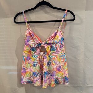 Time and Tru Pink and Orange Bikini Set with Ruffle Detail